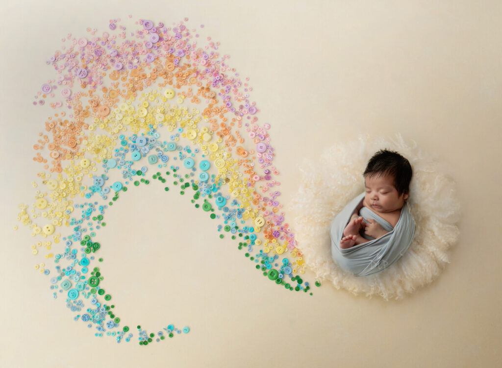 Rainbow baby session with Dazzling Light Photography